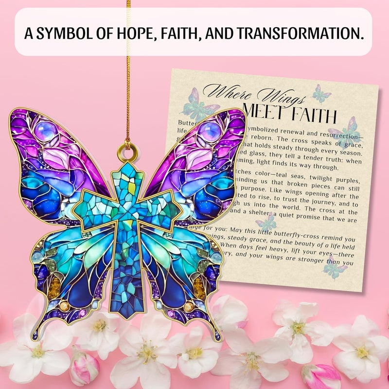 Hutato Butterfly Religious Ornament – Beautiful Butterfly Hanging Decoration, Christian Christmas Ornament, Religious Gift, Handmade Keepsake 2025, Gift for Nature Lovers, Women, Spiritual Decor - Image 3